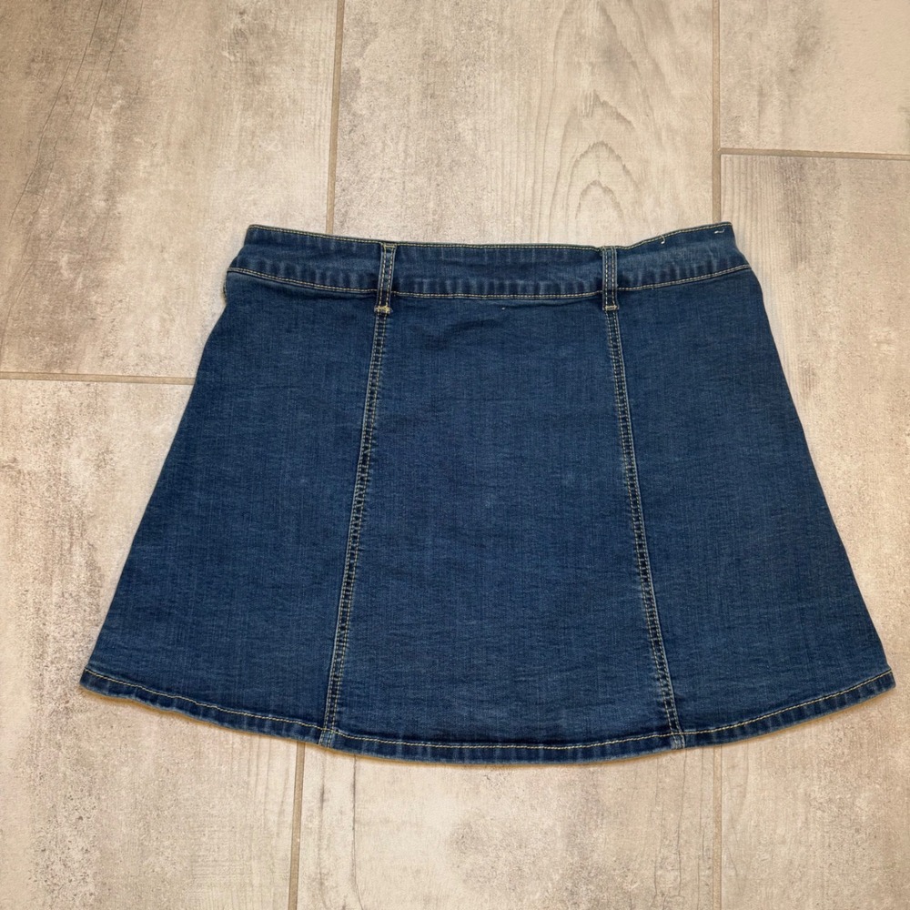 Alter'd State‎ Denim Mini Skirt Women L Blue EUC Button A-Line Festival Boho - Picture 3 of 6